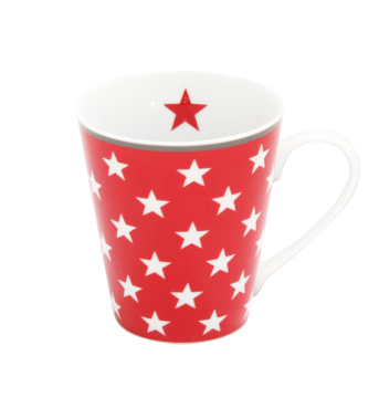 Krasilnikoff Happy Mug mit Henkel rot Sterne