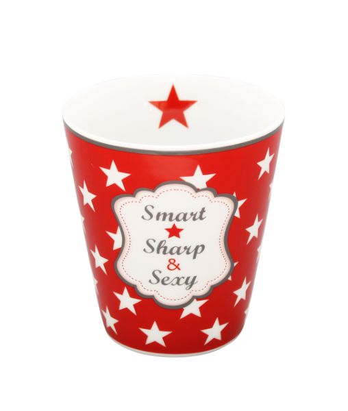 Krasilnikoff Happy Mug SMART, SHARP, SEXY , rot